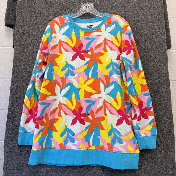 Lands' End Tops - Lands' End Serious Sweats Colorful Floral Print Long Sleeve Sweatshirt M 10/12